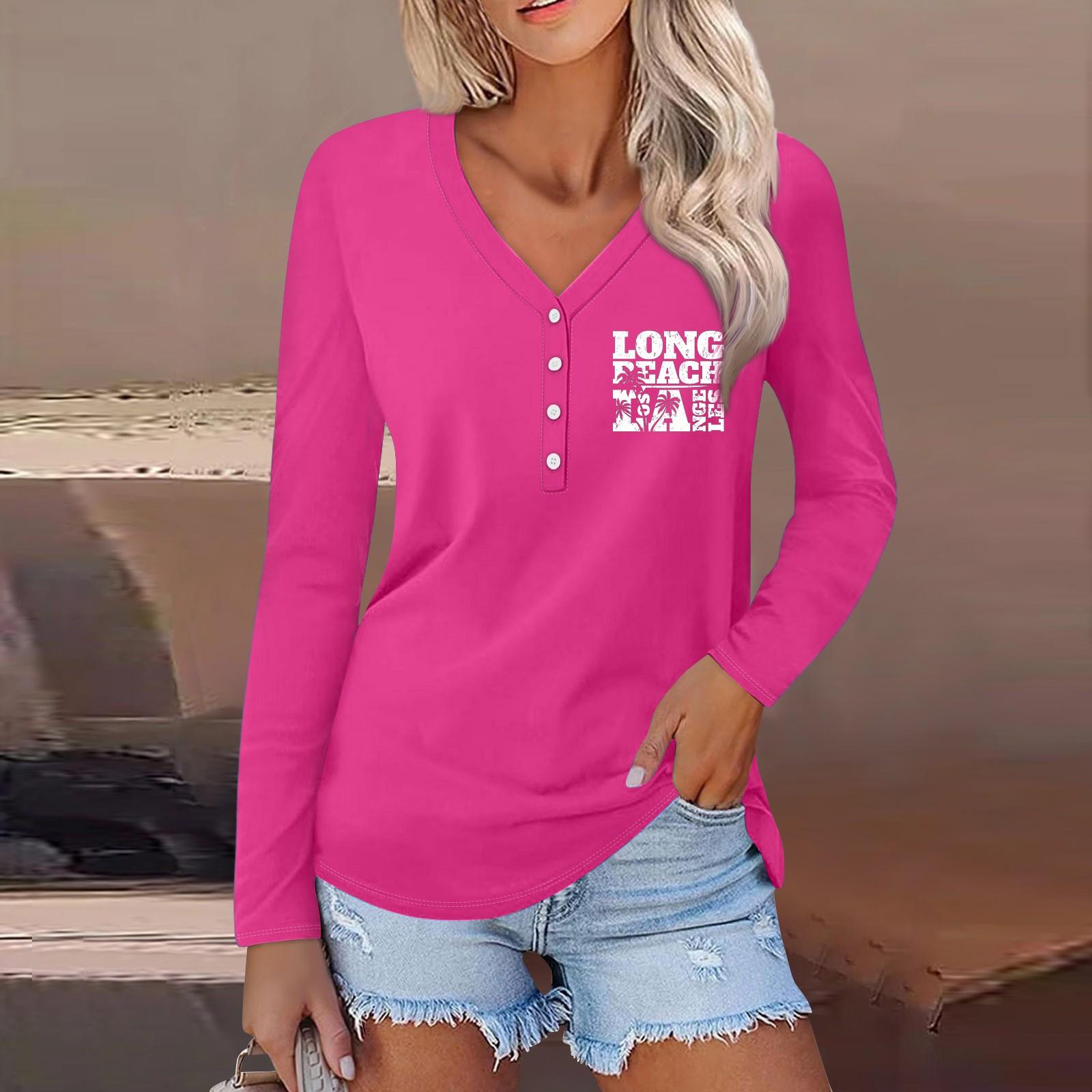 

Жіноча повсякденна мода в сексуальному зручному стилі для повсякденного пляжного стилю з принтом і V-подібним вирізом, на ґудзиках і довгих рукавах L