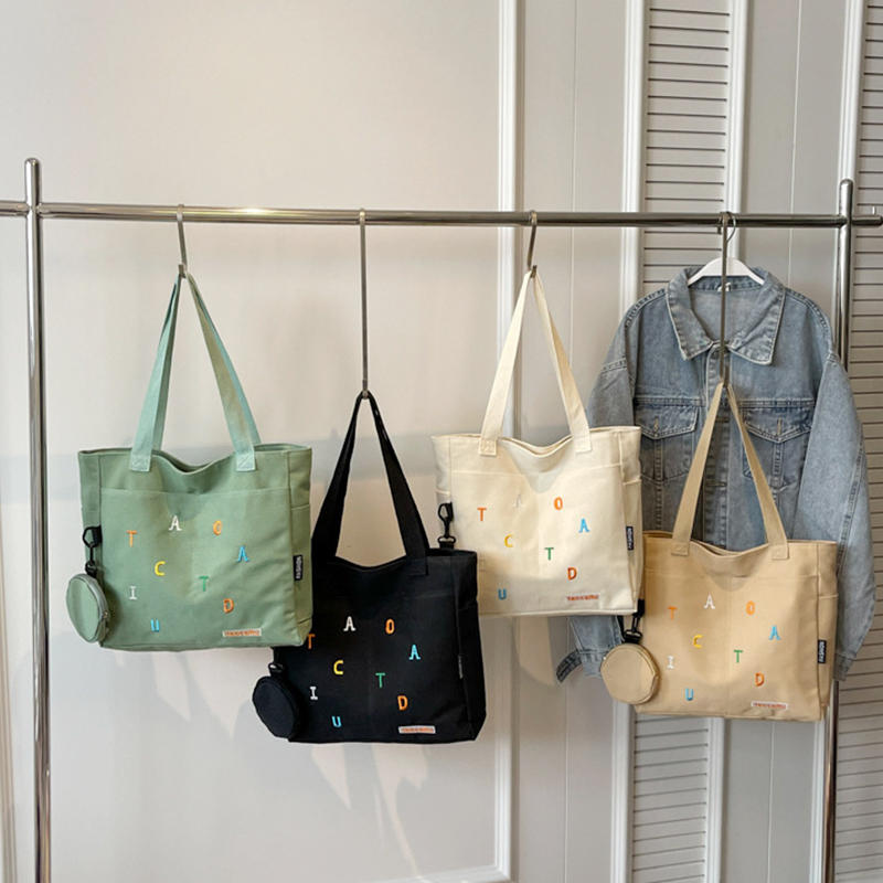 Women Retro Simple Tote Bags with Pockets Large Capacity Travel Crossbody Bag Shoulder Purse One Size чёрный 1758₽