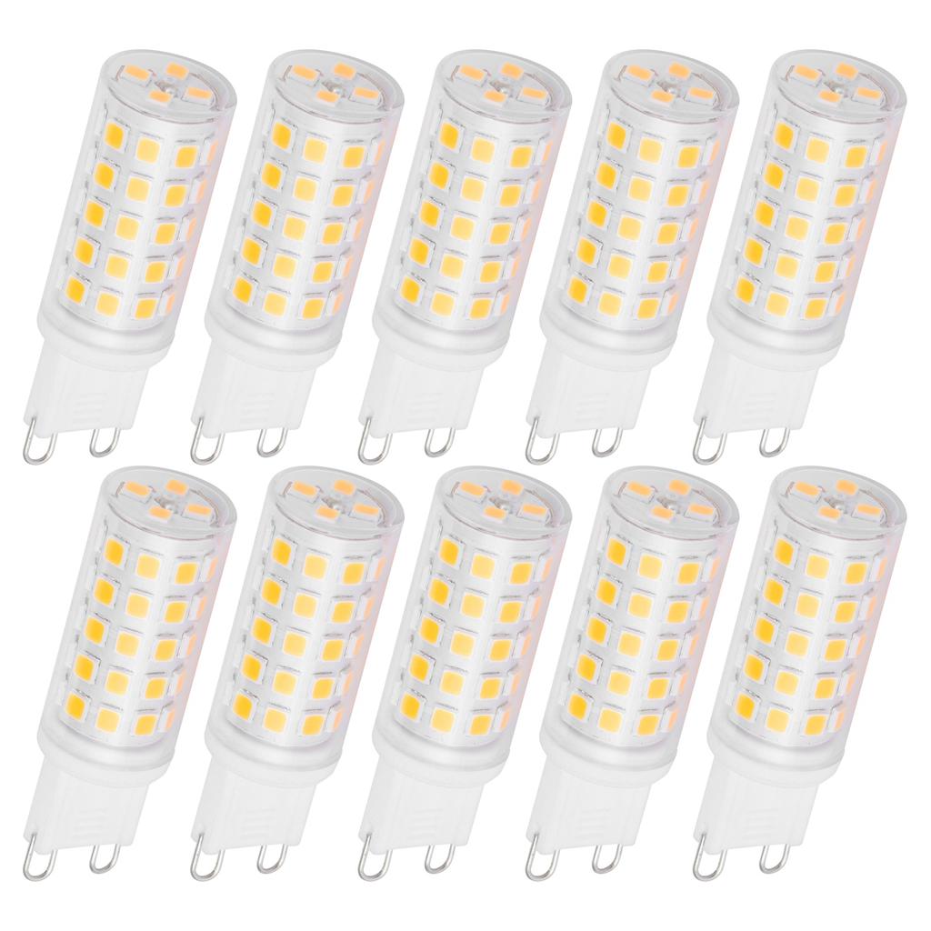 10 stk G9 Sokkel LED Lyspære 4W 54LED BiPin Pære for Lysekrone Vegglampe AC100265V Varmhvit