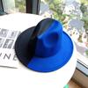 New double-color black and red woolen felt hat, European, American autumn and winter party fashion flat-brimmed jazz top hat sample