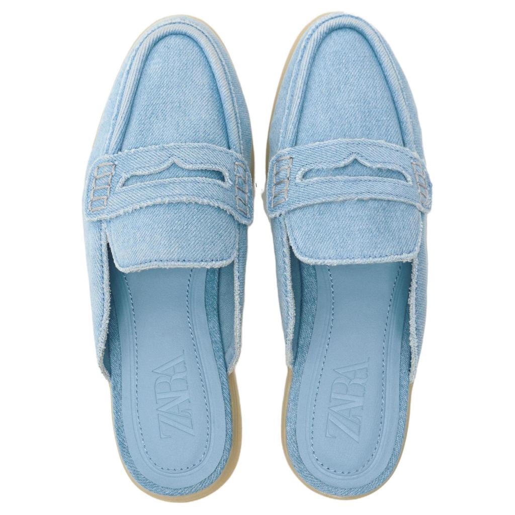 Zara Comfortable Minimalist Anti-Rubbing Open-Toe Slippers Women Slippers Blue 5817210017