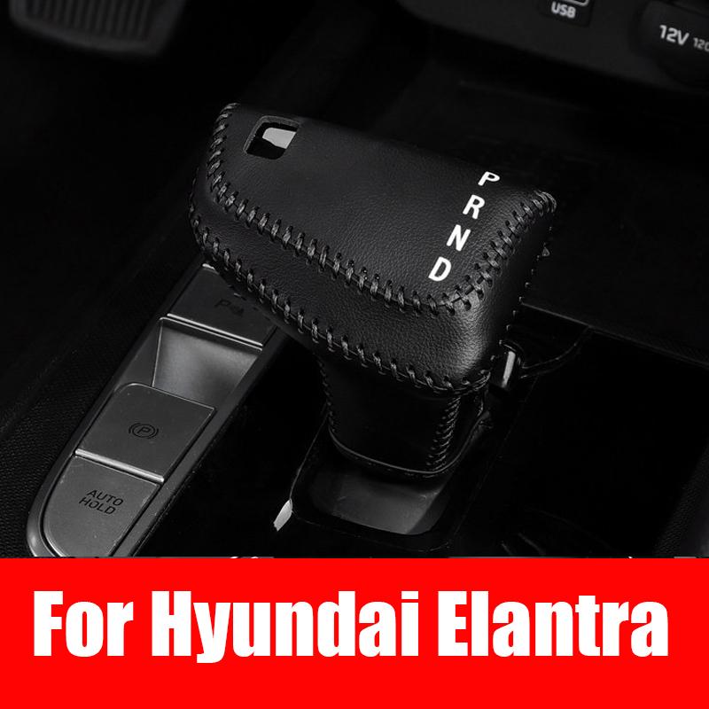 Speed Leather Gear Collars Car Shift Knob Armrest Cover Case For Hyundai Elantra CN7