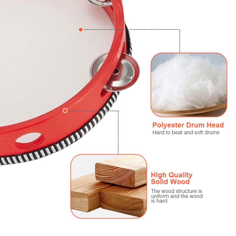 Wooden Tambourines Musical Instrument Dancing Toys Percussion Drum Photo Props Tambourine Drum KTV