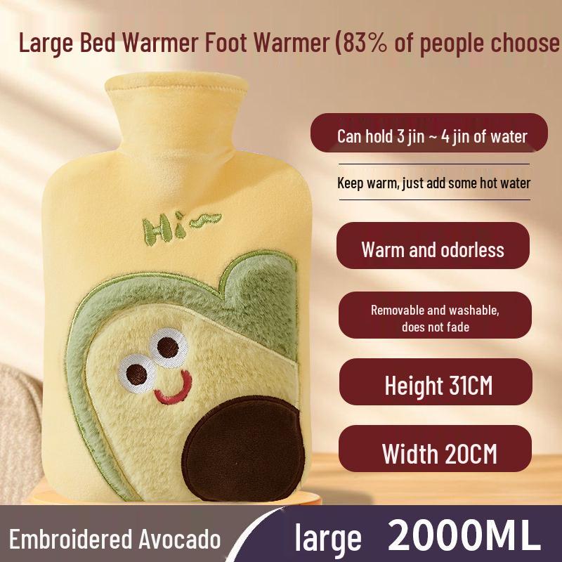 Explosion-Proof Hot Water Bottle with Cute Plush Cover - Ideal for Abdomen and Bed Warmth