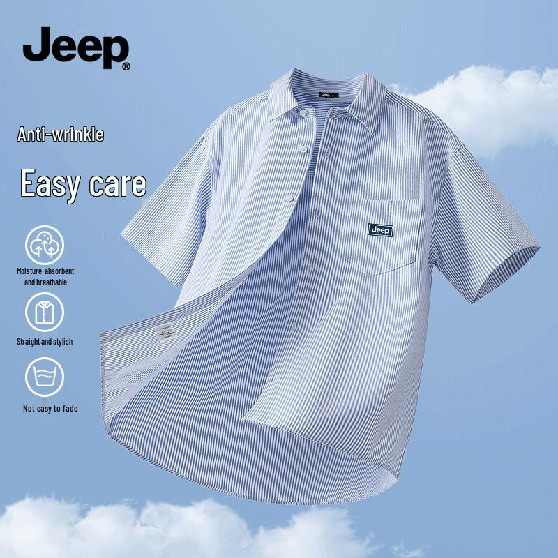 JEEP Men s Striped Oxford Short-Sleeve Shirt M