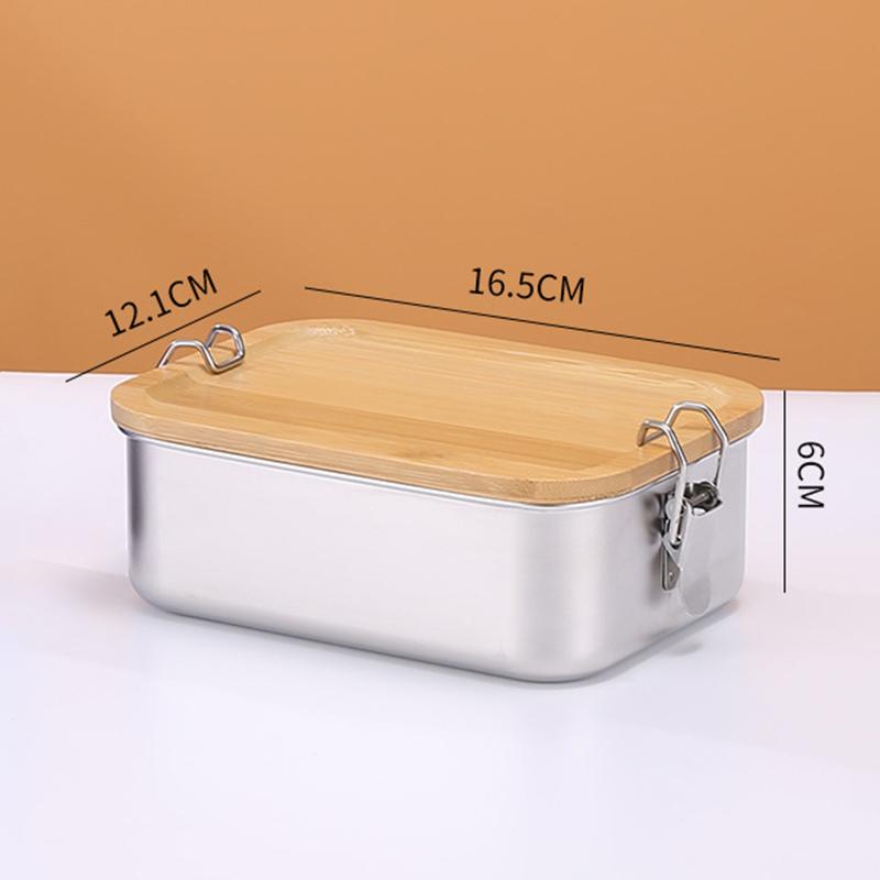 304 Stainless Steel Bamboo Lid Lunch Box, Japanese Style Lid Preservation Box, Lunch Box, Lunch Box, Food Storage Box