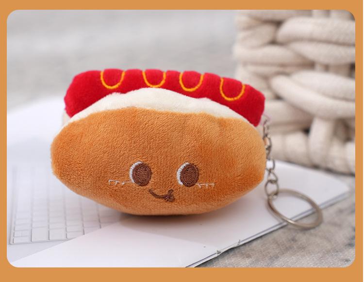 

Burger Lovely Hot Dog Chicken Plush Hanging Dolls Keychain Bag Gift Ornament Hot dog
