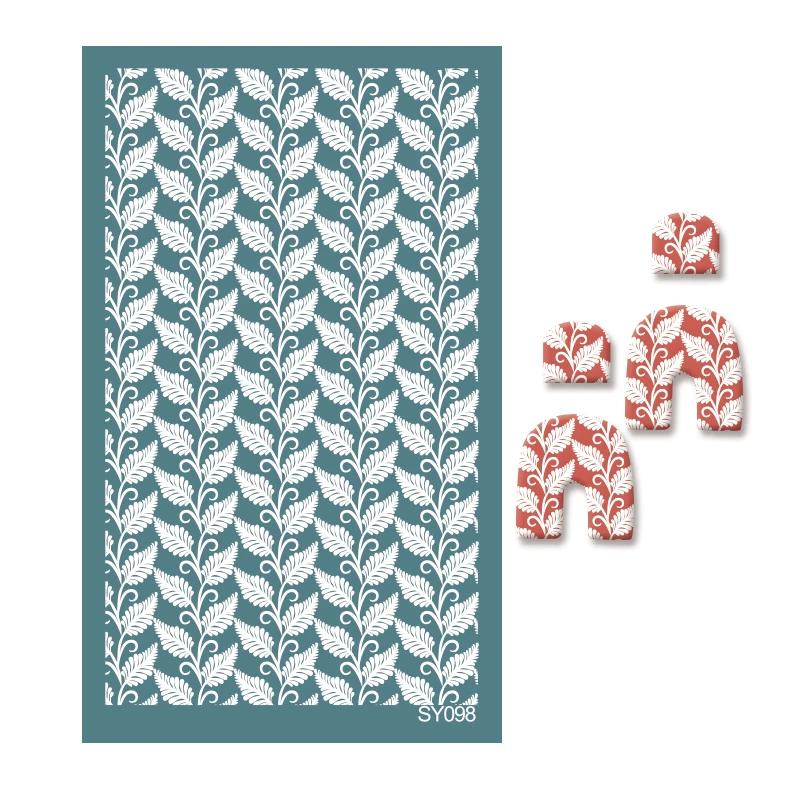 Polymer Clay Tools Silk Screen Stencils Plant Flower Leaf Printing Clay Mesh Stencil Jewelry Earrings Making Decoration Template