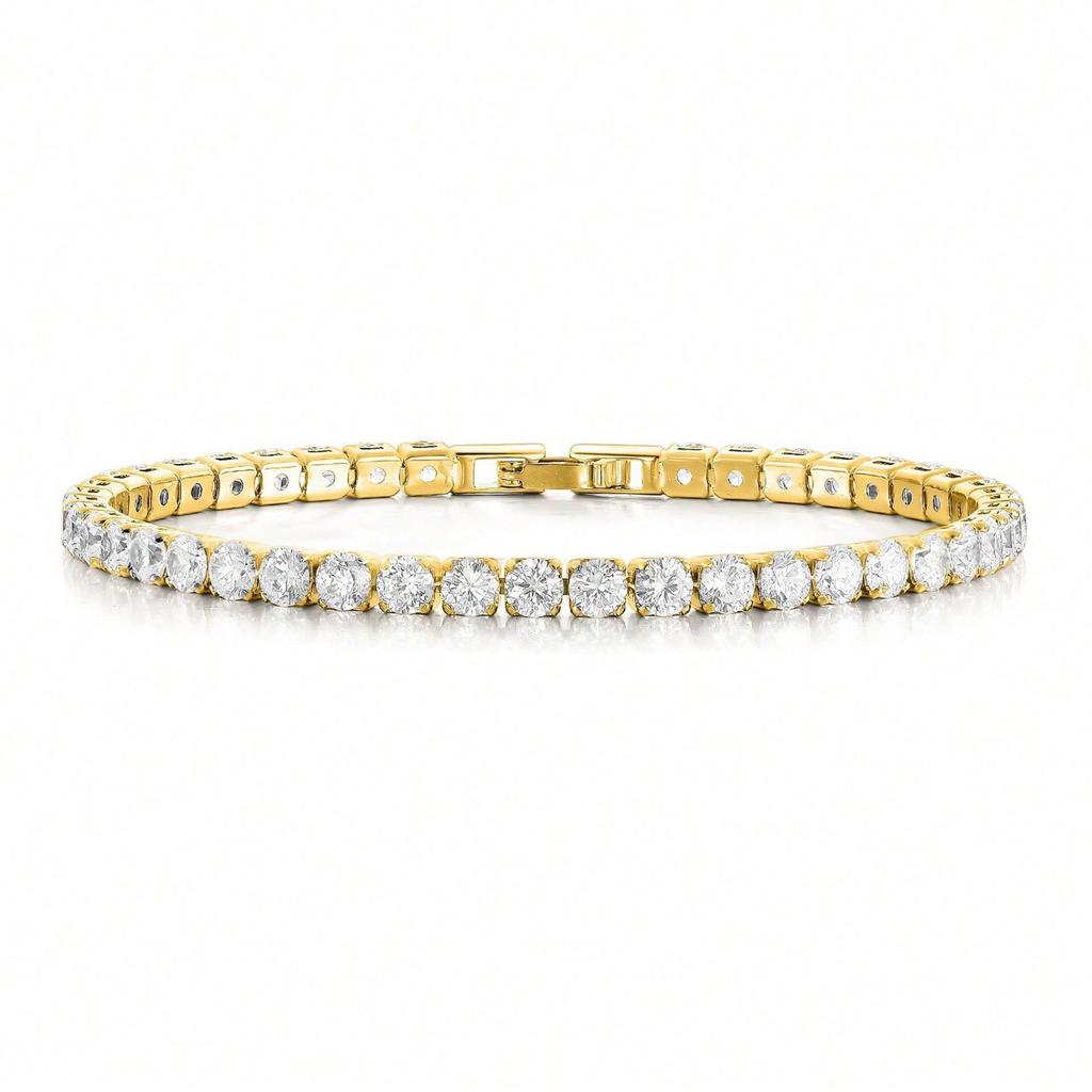 European & American Men's and Women's Hip-Hop Copper Zircon Tennis Bracelet 4.0