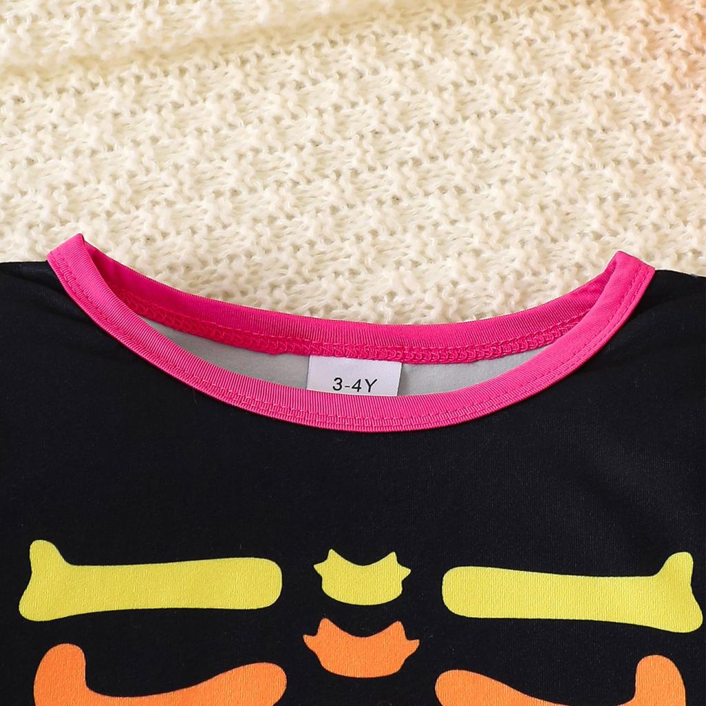 Kreslený potisk Halloweenský top a souprava na doma