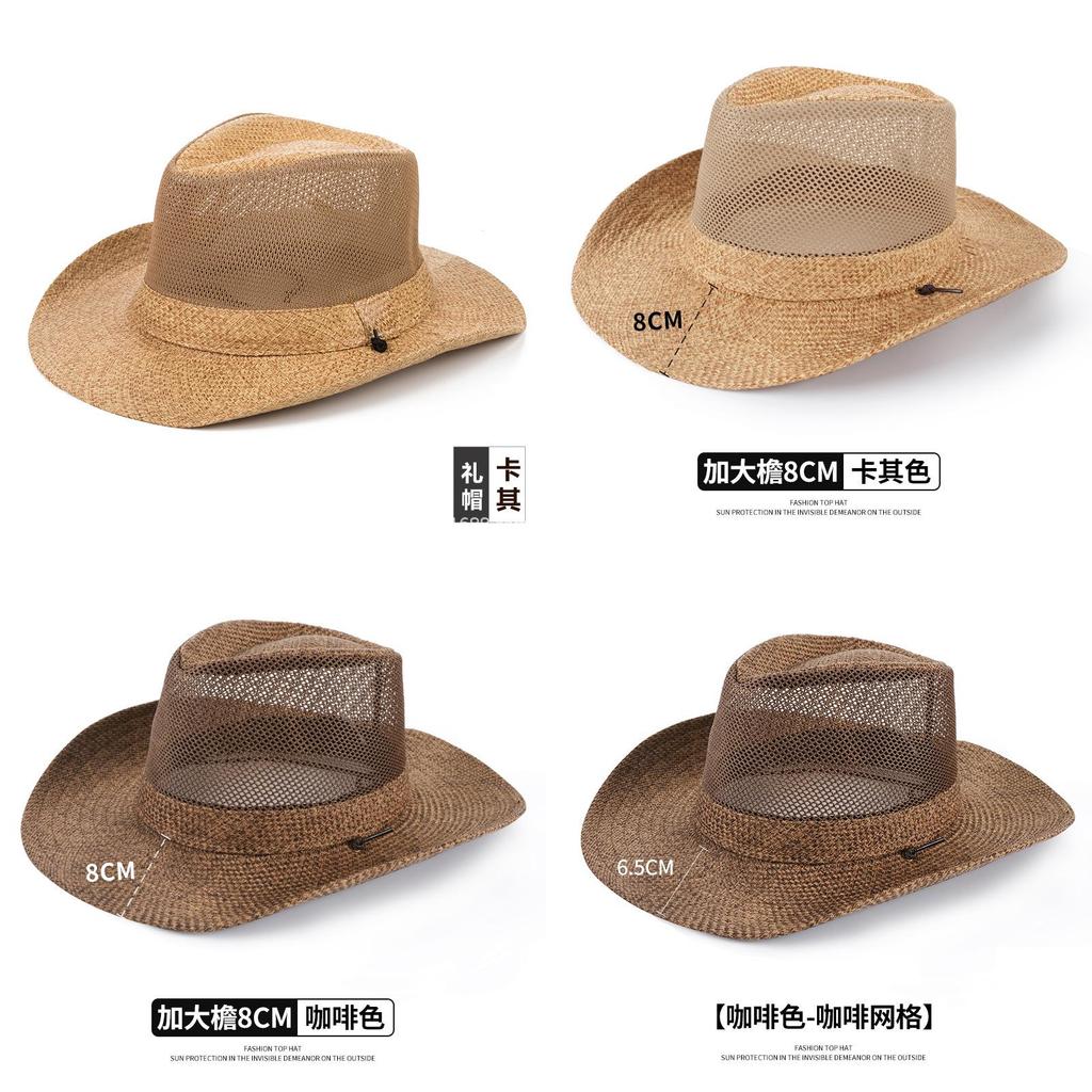 Casual Summer Sun Hat For Men With Wide Brim And Breathable Straw Material For Outdoor Fishing And Sun Protection