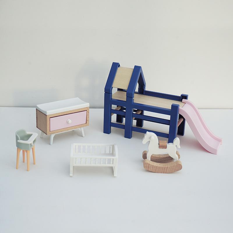 Mini Wooden Horse Toy Model Doll Decorative Accessories Simple Small Wooden Horse Rocking Horse Dollhouse Ornaments Home Decor