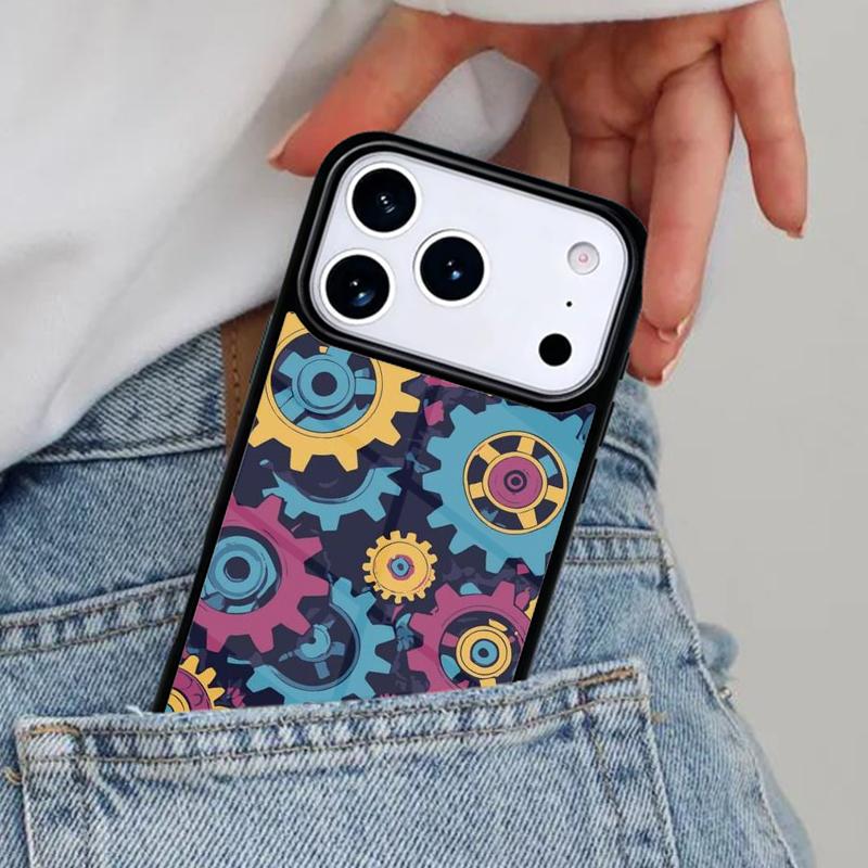 Colorful Rainbow Gears Phone Case for iPhone 16e 15 14 13 12 17 Pro Max Plus Air 17pro Cover Coque