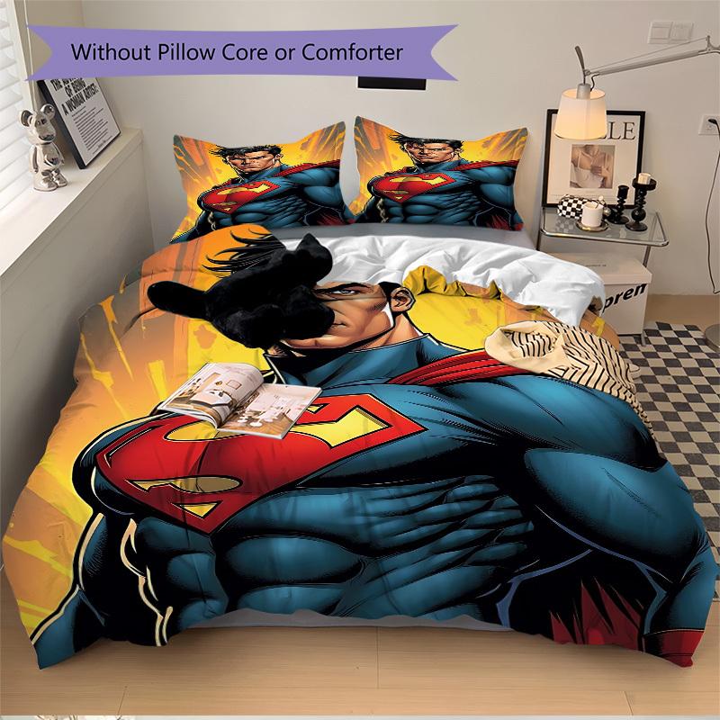 3pcs Superman Cover Set,Soft Comfortable Duvet Cover,Guest Room (1*Duvet Cover + 2*Pillowcases, Without Core) Yy251024103