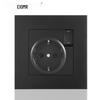 Black 16A German Standard Socket Panel with Double USB + Type C, Concealed European Installation