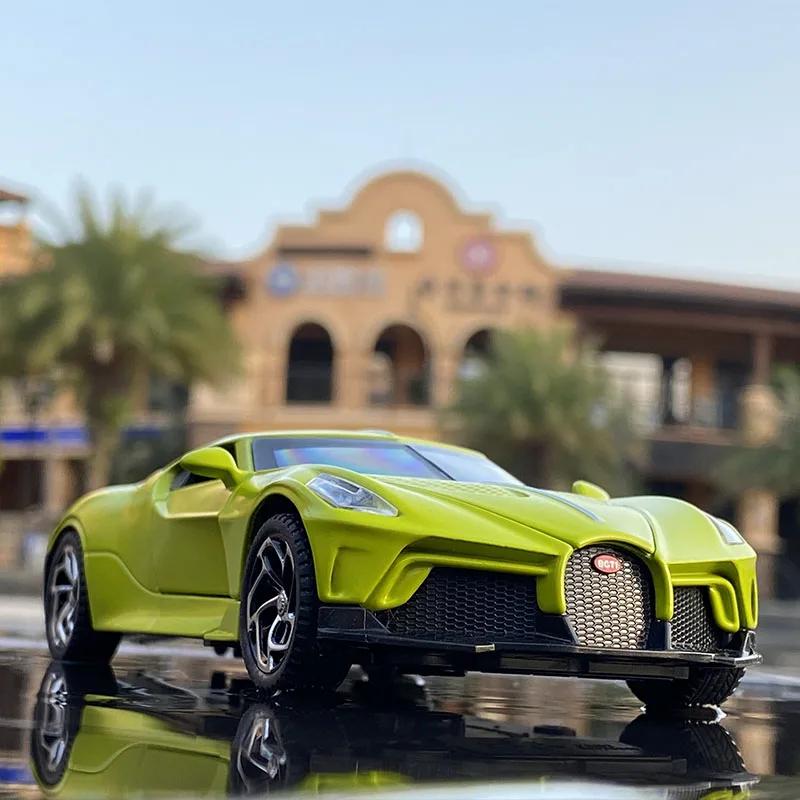 1 32  Voiture Noire Static Diecast Sports Car Sound Light Detailed Rubber Tires Desktop Collectible Kids Birthday Gift