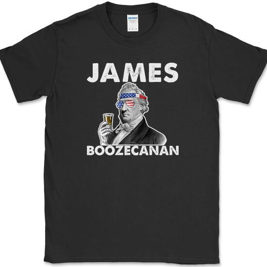 

JAMES BOOZECANAN T-Shirt Funny 4th of July Drinking Humor Party USA Tee 2XL