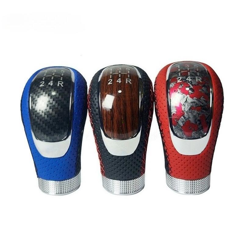 5 Speed Leather Red Gear Knob Car Gear Shift Knobs Universal Shifter Knob Gear Stick Shift Knobs Lever Manual Transmission