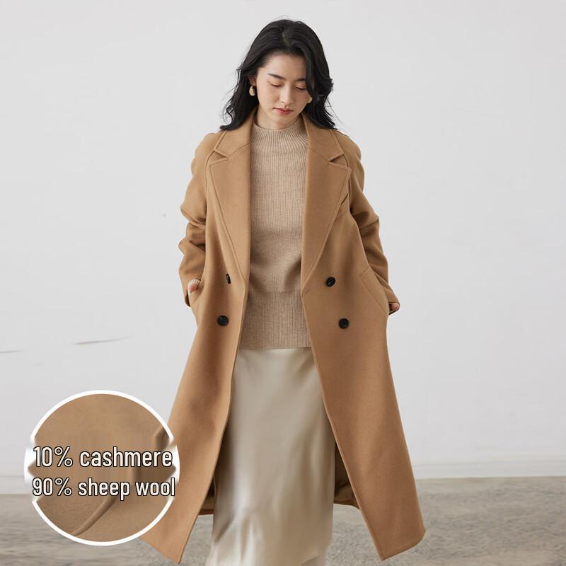 Sinuofude Women's Cashmere Blend Lapel Coat