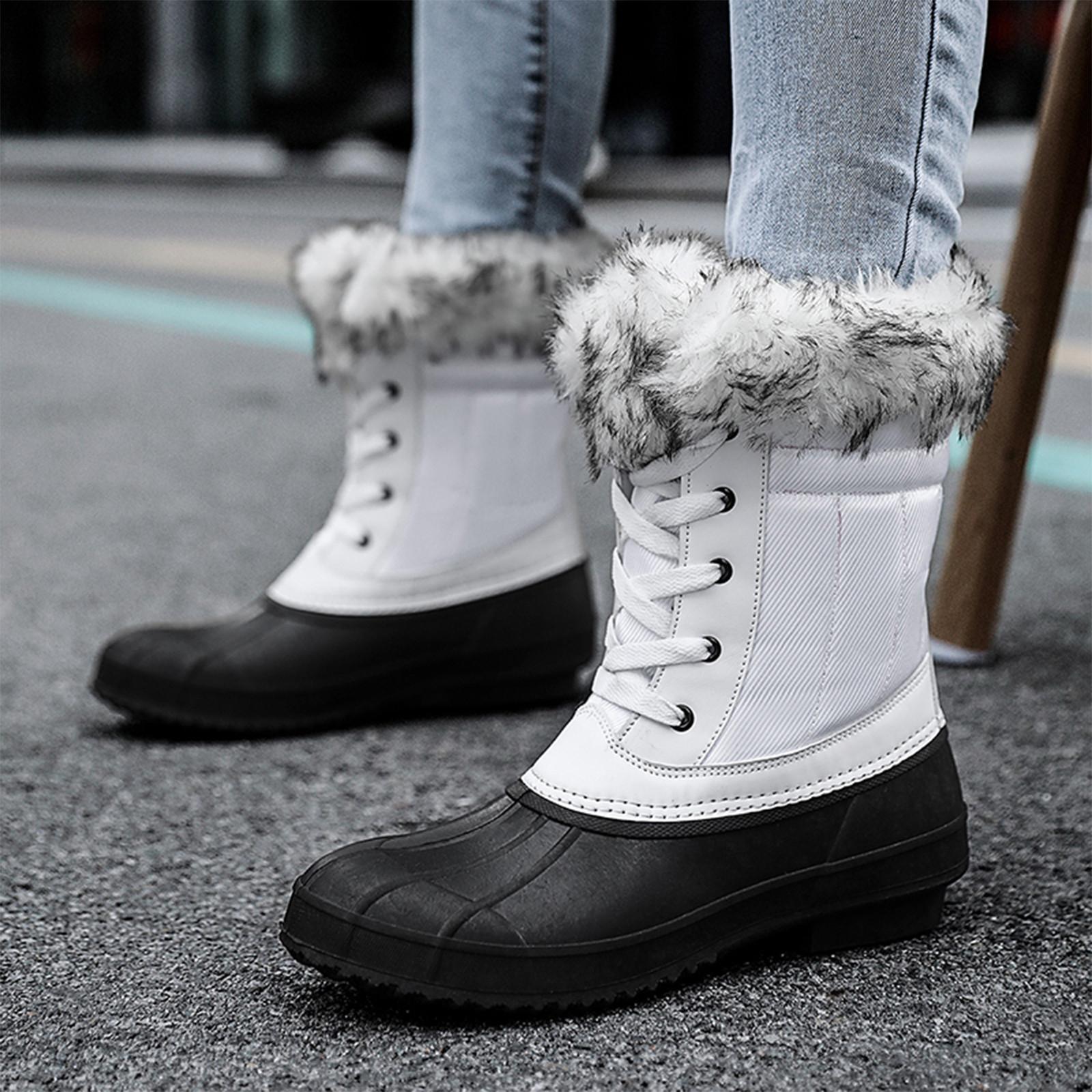 

(SU)Женская обувь Зимние и осенние зимние сапоги Хлопковая противоскользящая теплая водная обувь 41 белый