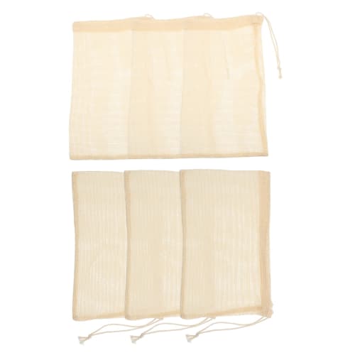 NUOBESTY 6-Piece Drawstring Net Bag, Organic Cotton Mesh Bag, Onion Tote, Cotton Mesh Shopping Drawstring Bag