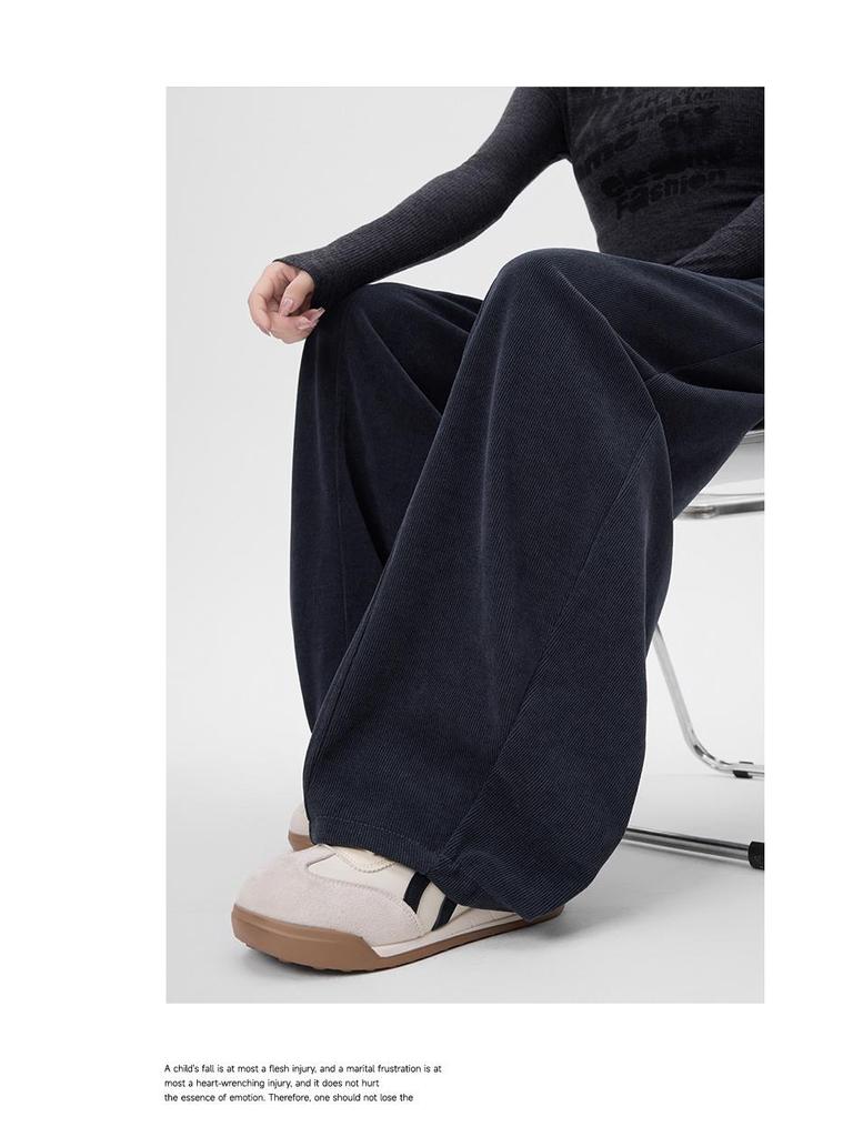 Plus Size High-Waist Casual Wide-Leg Pants for Women - Autumn/Winter Collection
