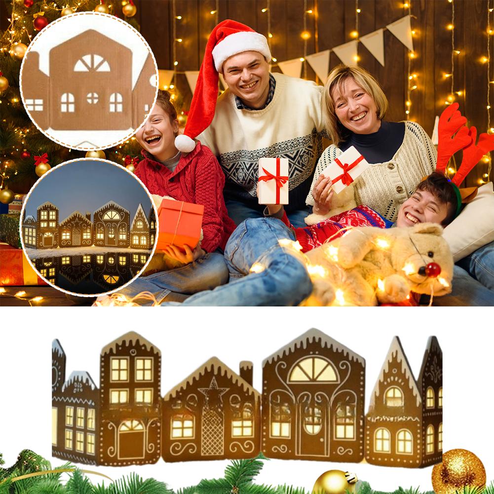 DIY Family Party Decoration Christmas Gingerbread House Cardboard Ornament Christmas Gingerbread House Luminous Decoration