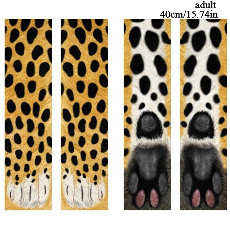 

Забавные эластичные носки унисекс для взрослых и детей, носки с 3D принтом в виде лап животных, Великобритания adult cheetah