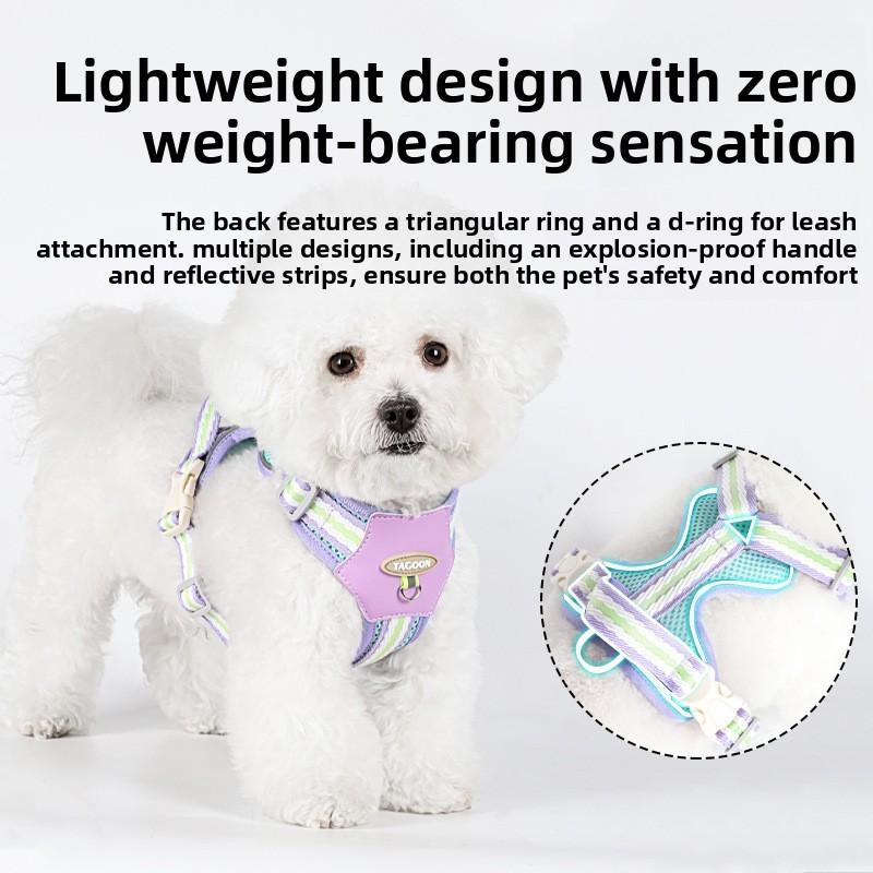 Pet Harness For Small Dogs Polyester Breathable No Pull Adjustable For Outdoor Walks