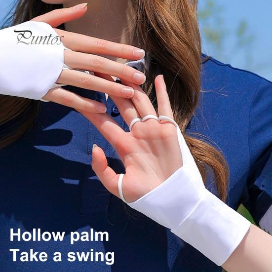1 par de luvas de golfe de proteção solar de verão respiráveis para homens e mulheres esportes ao ar livre proteção UV luvas de seda gelada sem dedos capa de proteção solar