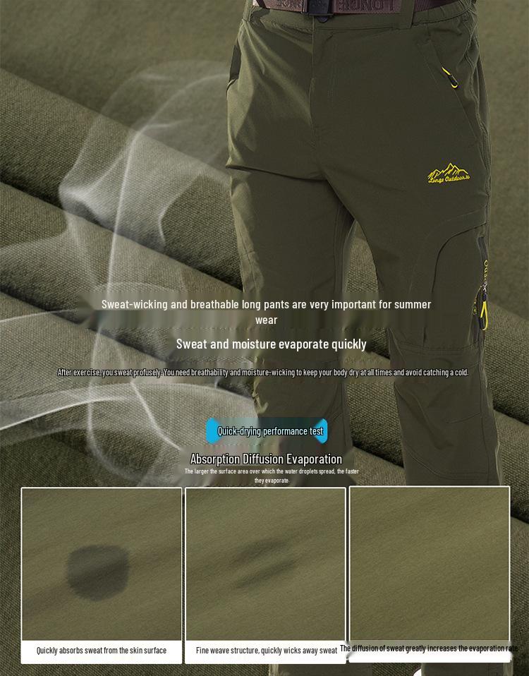 Men's Quick-Dry Lightweight Hiking Pants - Breathable, Elastic, and Loose for Outdoor Trekking and Mountaineering