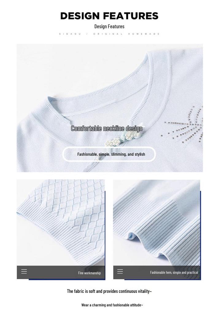 Fashionable Ice Silk Summer Top for Moms - 2026 New Style Short Sleeve Blouse for Mid-Aged Women