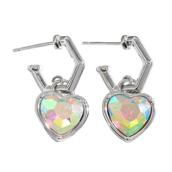 1 Pair Drop Earrings, Detachable Pendant Design Women Earrings, Heart Rhinestones Inlaid Versatile Earrings for Jewelry Gift