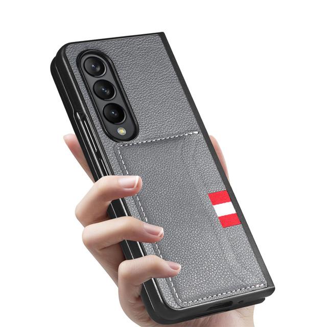 

Кожаный деловой чехол с слотом для карт для Samsung Galaxy Z Fold 4 Fold3 Fold4 Fold2 Fold 3 2 5g Zfold4, матовая сумка для телефона for Samsung Z Fold 4 серый
