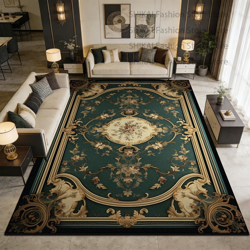 Green European Decoration Luxury Fluffy Carpet Easy Clean Soft Rugs for Living Room Large Area Antiskid Short Velvet Floor Mats