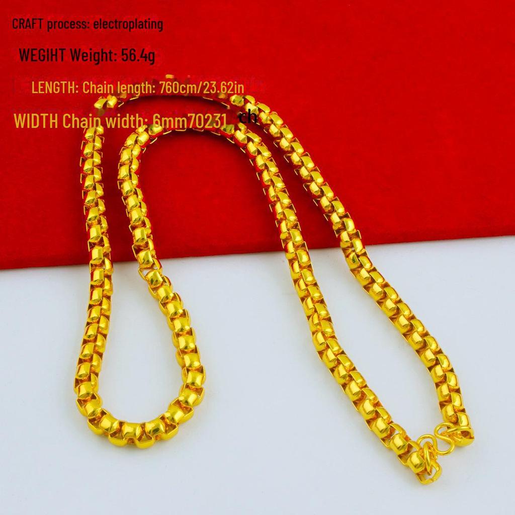 Men's Alloy Gold-Tone Necklace – Bold, Durable, Street Style Accessory