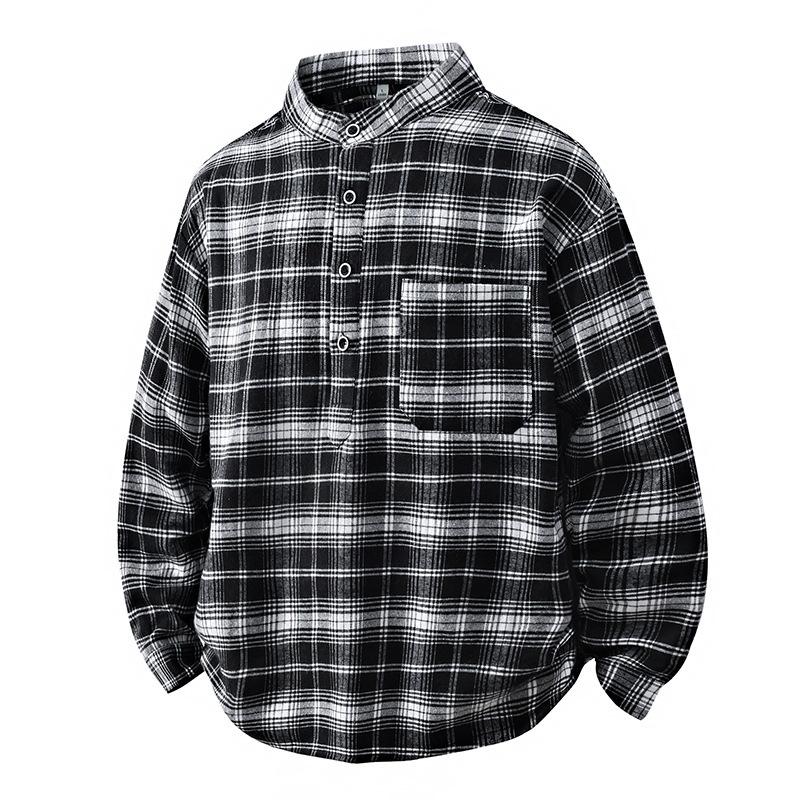 

Клетчатая рубашка Мужской красивый топ Рубашка с длинным рукавом Деловая рубашка Мужской стиль L