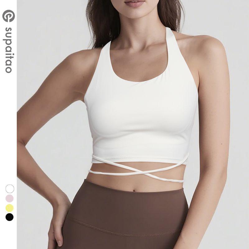 Clearance Non-Exchangeable Non-Returnable] Beauty Back Slim-Fit Lace Up Yoga Vest Running Workout Underwear Outwear Sports Tops Female Summer