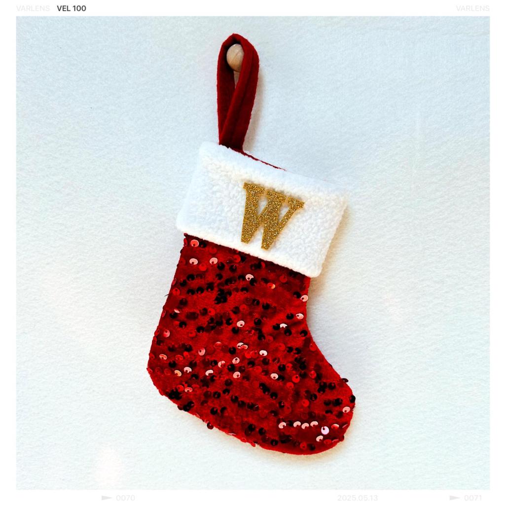 New creative DIY silver sequined knitted socks red letter christmas stockings christmas day decorative knickknacks