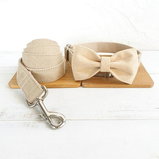 Muttco Tear-Resistant Dog Collar & Leash Set with Bow Tie Ornament (UDC-027) M