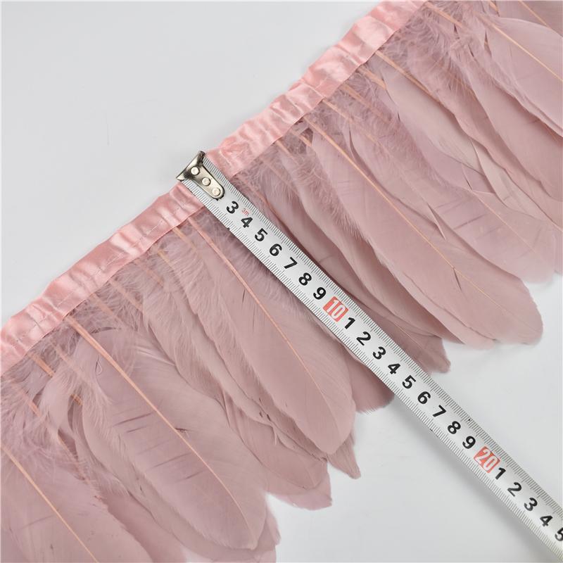 2Meters Leather Pink Ostrich Feather Trims Fluffy Turkey Feather Boas Goose Plumas Fringe Ribbon for Needlework and Handicrafts