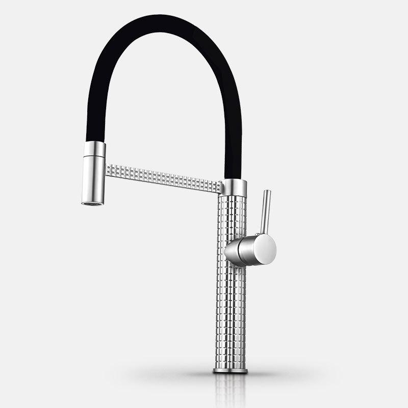 

Gray Kitchen Faucet Sink Mixer Single Lever Hot and Cold Water Faucet Gray Rotation Brass Tap Pull Down Spring Carved New