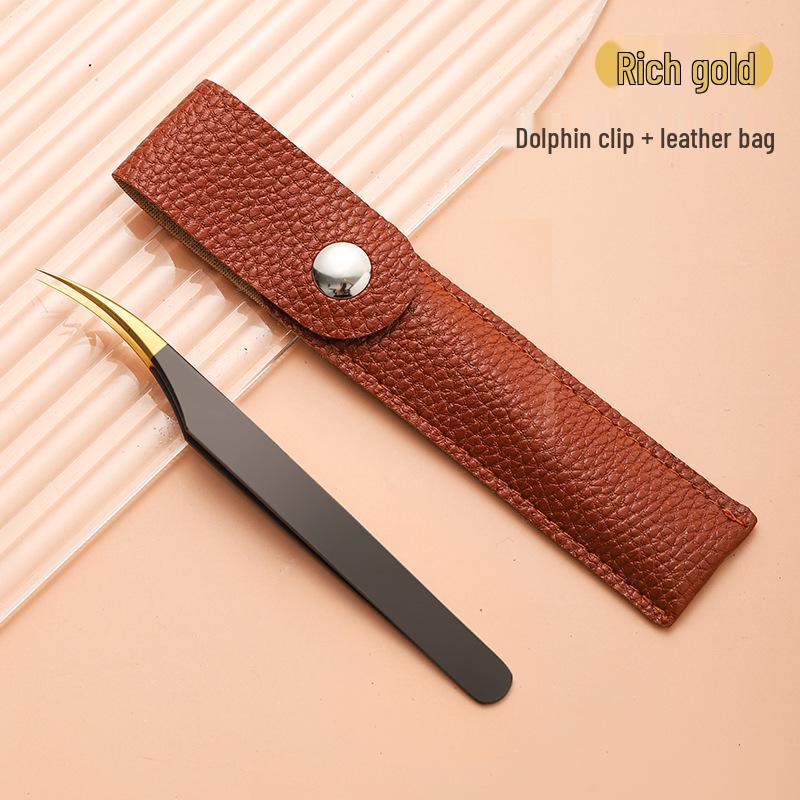 Stainless Steel Black Gold Feather Dolphin Tweezers for Beauty and Manicure