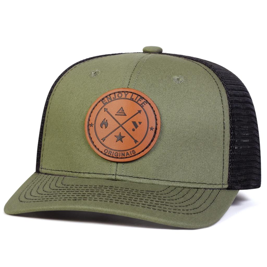 Cappelli da Baseball a Rete Unisex con Etichetta Rotonda in Pelle ENJOY LIFE per Primavera Estate Outdoor Regolabili Cappelli Casual Cappello Parasole Cappello Sportivo
