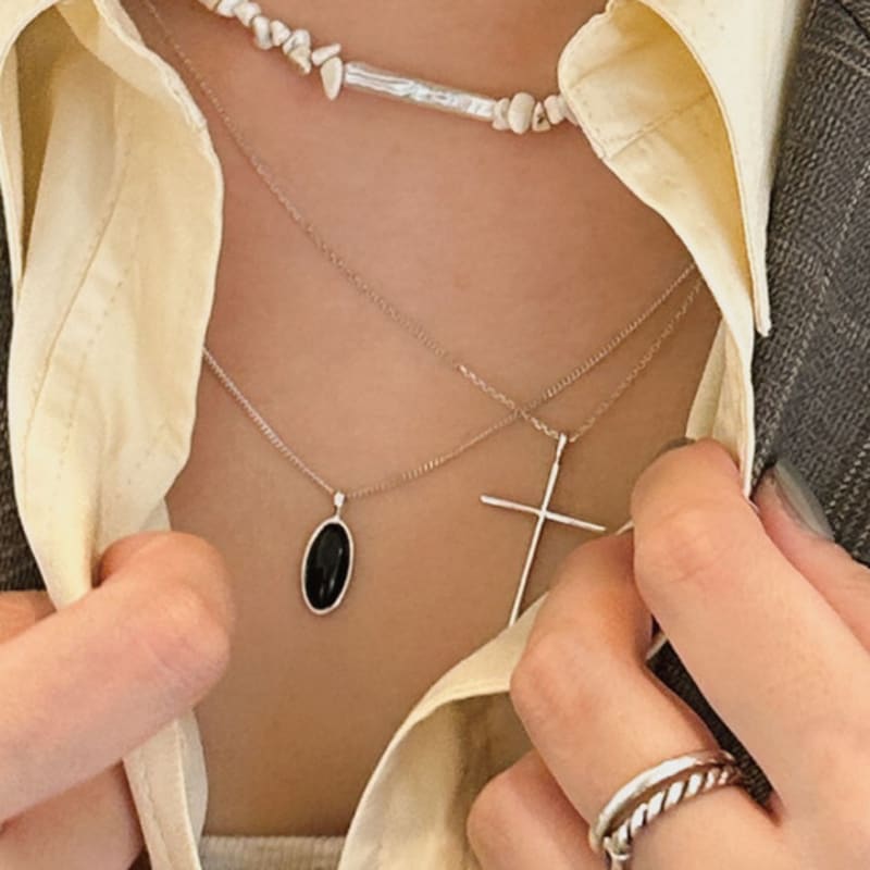 

objet213 Classic oval slim necklace 2. Silver 925 + silver plating