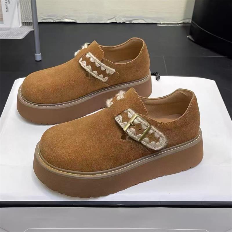 Retro versatile new autumn and winter muffin thick sole heightened non-slip one-pedal casual single shoes