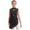 Kids Ice Skating Performance Costume Rhinestone Embellished Sleeveless Backless Mesh Overlay Asymmetrical Dress for Dance Show