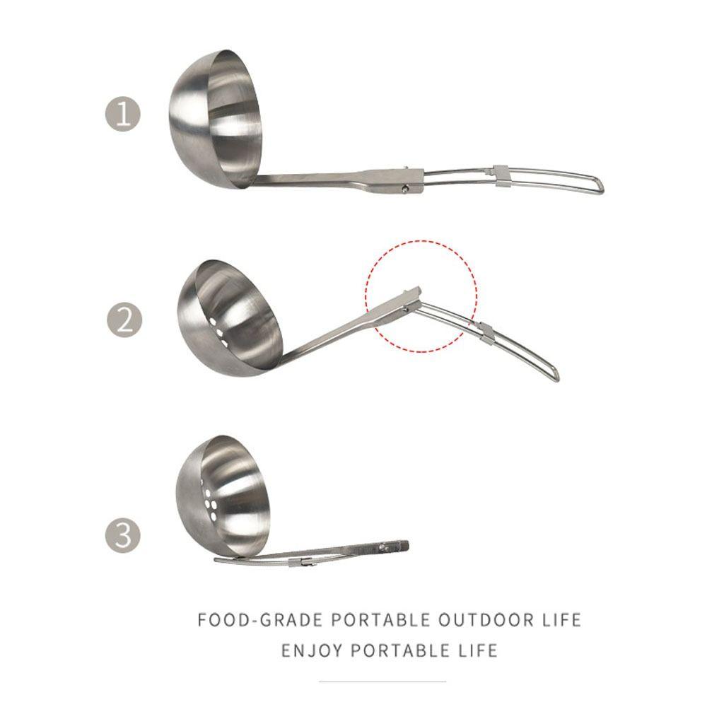 Folding Slotted Spoon Outdoor Tool Kitchen Tool Folding Spoon Foldable Spoon Colander Soup Ladle