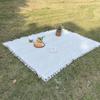 Comfortable Waffle Weave Tablecloth With Tassel Knitting Camping Tablecloth  Spring Tour