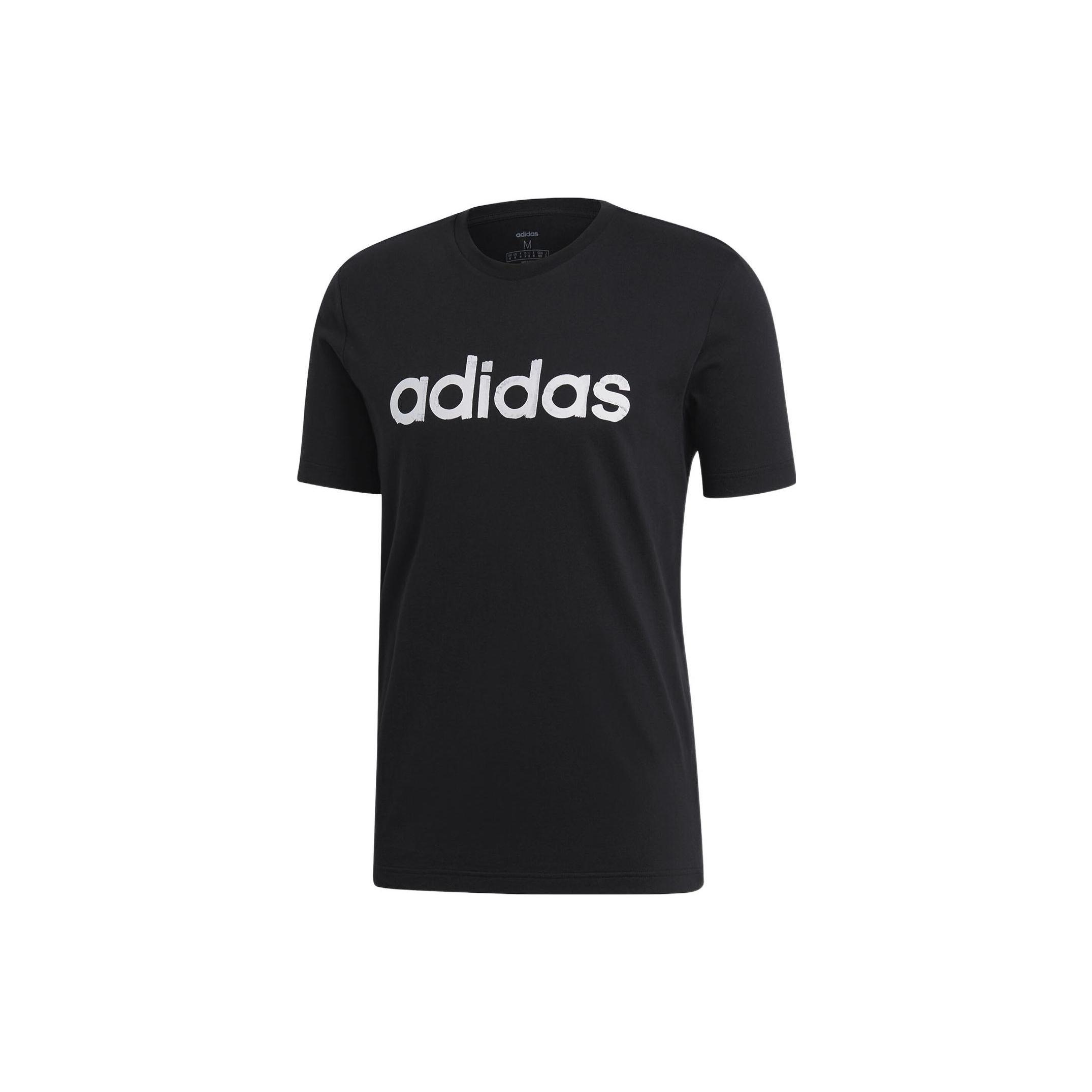 Men s adidas Alphabet Logo Printing Round Neck Casual Short Sleeve Black T-Shirt EI4599 L